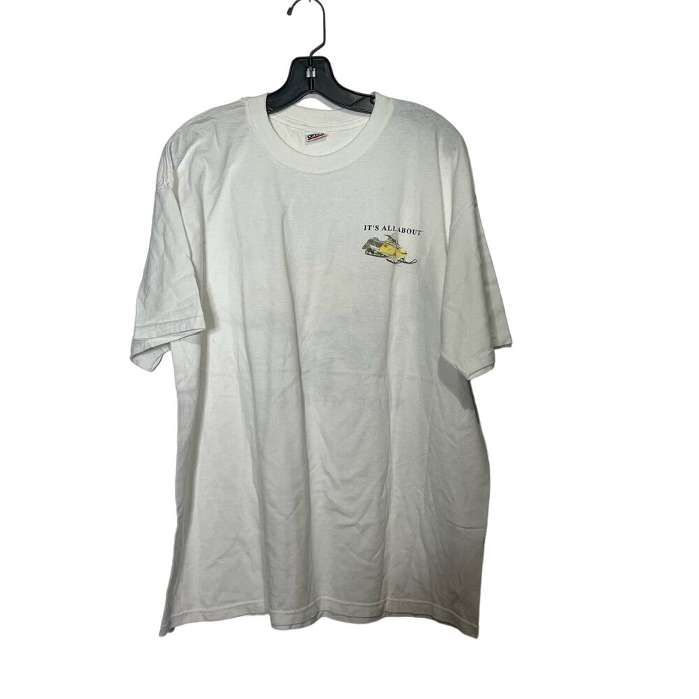 Anvil It's All About SnowMobiling Graphic Print Short Sleeve T Shirt White